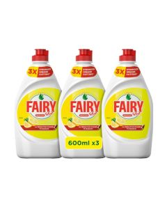 Fairy Plus Lemon Dishwashing Liquid Soap With Alternative Power To Bleach Pack of 3 Multicolour 600ml