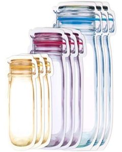SHOPARAM New 9 Pcs Mason Jar Bottles Bag, Jar Pouch for Food Storage Pouch for Fridge Ziplock Reusable Airtight Seal Storage Leakproof Food Saver for Picnic (9pcs)