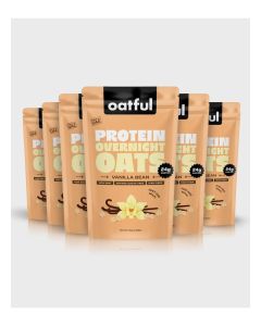 Oatful Vanilla Overnight Oats 6 Single-Serve Pouches total 510g / 22g Protein per Serving, Gluten Free, Sugar Free Healthy Breakfast or Snack