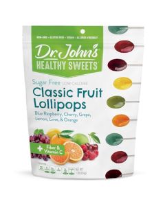 Dr Johns Sugar Free Candy Healthy Lollipops with Zero Sugar Low Calorie Snacks Keto Friendly Hard Candy Sweets Classic Fruit Oval 60 Count 1 LB
