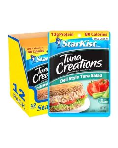 StarKist Tuna Creations Deli Style Tuna Salad Pouch 3 oz 12 Pack Wild Caught High Protein Shelf Stable Seafood Gluten Free Soy Free No Draining Ready to Eat for Salads and Sandwiches