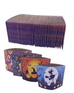 EchoDone Halloween Disposable Coffee Cup Sleeves Paper Corrugated Cup Jackets 200 Count Fit for 90mm Diameter Cups 10oz 12oz 16oz (Without Cups)