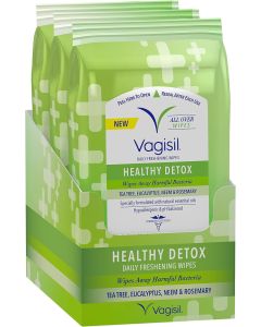 Vagisil Wipes for All Over Cleaning Health Detox Formulated with Essential Oils 20 Wipes in a ReSealable Pouch Pack of 3