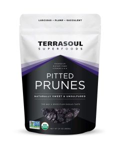 Terrasoul Superfoods Organic Dried Plums Pitted Prunes, 1.5 Lbs - Fiber / Vitamin K / Preservative Free