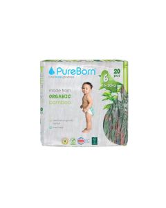PureBorn Organic Bamboo Baby Diapers Size 6 (16-20kg)