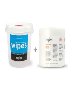 Zogics Wellness Center Heavy Duty Gym Equipment and Surface Cleaning Wipes (1,150 Wipes) + Reusable Wipe Bucket Dispenser