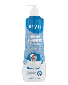 Revel Baby Shampoo Ultra Soothing 500ml, Chamomile, Panthenol, Vitamin E, Shampoo Kids, Parabens Free, Hypoallergenic, No Harsh Chemicals, Baby Care, Daily Use
