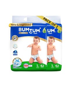 Baby Diaper Pants, L (Size 4), 9-14 kg, Double Layer Leakage Protection Infused With Aloe Vera, Cottony Soft High Absorb Technology, 124 Diaper