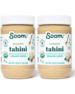 Soom Foods Organic Tahini 16oz (2 Pack) - Creamy Roasted & Ground Sesame Seed Paste for Hummus, Sauces, and More