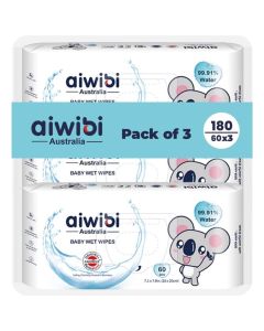 100% Skin-friendly Baby Wet Wipes 60 Sheets- Pack of 3 (180 Pcs)-Wet Wipes