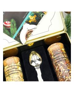 Tea Gift Set Treat Organic Ginger & Lemon Orange Loose Tea Leaf Organic Rooi Booster Tea Infusing Spoon & Personalized Gift Card
