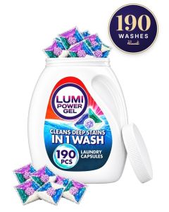 LUMI Perfume Laundry Pods 190 Count, 5-in-1 Laundry Detergent Capsules & Washing Pods with Perfume Beads, Stain Remover & Fabric Softener, Ocean Fresh Jasmine & Musk Fragrance, Washing Machine Capsules for Front & Top Load, 190 Washes