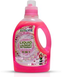 ECOLYTE+ Liquid Laundry Detergent for All Washing Machines, 6 in 1 Deep Clean Technology, Power Gel, Color Care, Perfect Cleanliness & Long-Lasting Freshness - (Spring Blossom, 2 Liter)