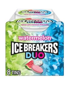 Ice Breakers Duo Fruit Plus Cool Watermelon Sugar Free Mints Tins 13 oz 8 Count
