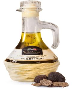 Tuscanini Black Truffle Oil, Made With Premium Italian Extra Virgin Olive Oil, Real Truffle Shavings in the Bottle, 8.5oz, Cold-Pressed, Fine Tasting, Non GMO, Product of Italy