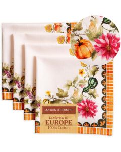 Maison d Hermine Cloth Napkins Set of 4 100 Cotton Everyday Reusable Square Napkins Cloth Washable Dinner Party Wedding Restaurant Pumpkin Garden Cloudy Cream 20 x 20