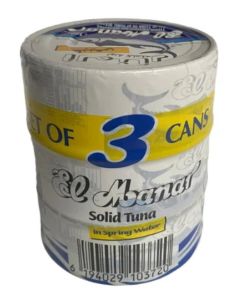 El Manar Solid tuna in spring water 160g Each (Pack of 3)