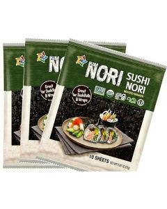 Kimnori Organic Roasted Seaweed Sushi Nori Sheets 30 Sheets 3Pack Professional Grade Full Size Nori for Sushi Kimbap California Crafted Keto Vegan Superfood USDA Organic NonGMO GlutenFree 25 Gram 088 Ounce