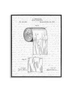 Toilet Paper Roll Patent Black And White Bathroom Design by Lettered and Lined Black Framed Art 11 x 14