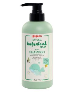 Pigeon Natural Botanical Baby Shampoo, Hypoallergenic, Good for Sensitive Skin, With Olive Oil and Argan Oil, 500ml, White