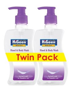 HiGeen Antiseptic Hand & Body Wash With Pump Wavy Sensitive 500 ml (Twin Pack)