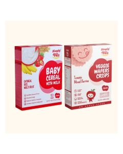 Simply Fils Baby cereal with Milk Oatmeal Rice Multifruit + Simply Fils Veggie Wafers Crisps Tomato Mixed Berries