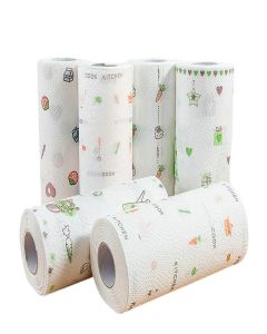 "Reusable & Washable Kitchen Towel Roll - Non-Stick, Oil Absorbing Dish Cloth for Cleaning, Wiping & Drying (Printed, Eco-Friendly, 3 Roll)"