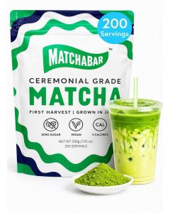 Matchabar Matcha Powder (200g) Ceremonial Japanese Matcha Latte, Vegan
