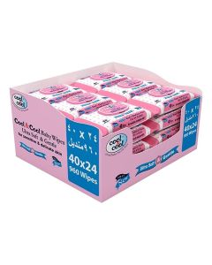Cool & Cool Baby Wipes 40’s (Pack of 24)-Alcohol Free, Paraben Free, Vitamin E, Aloe Vera, Ultra Soft & Gentle for Sensitive & Delicate Skin - 960 Wipes