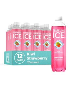 Sparkling Ice Kiwi Strawberry Sparkling Water Zero Sugar Flavored Water with Antioxidants and Vitamins Zero Sugar 17 fl oz Bottles Pack of 12