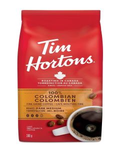 Tim Hortons 100% Colombian Dark Medium Roast Fine Grind Coffee 300g