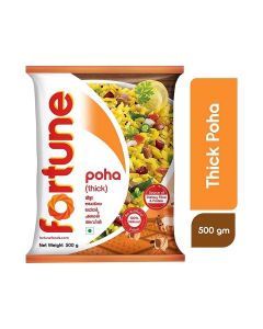 Fortune Thick Poha, Quality Flattened Rice for Easy Cooking, 500g