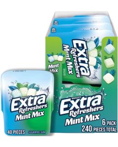 EXTRA Refreshers Mint Mix Gum - 6 Pack of 40-Piece Bottles (240 Pieces Total)