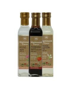 MYMOUNE Kitchen Essentials Bundle 3x250ml / Pomegranate Molasses, Rose Water & Orange Blossom Water / Smart Value Set
