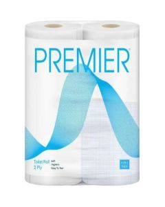 Premier Toilet Tissue Paper Rolls (1280 Pulls) / 2-Ply Soft and Highly Absorbent / 320 Pulls x 4 Rolls / Biodegradable / Clog Free / Flushable / Easy to Tear / Family Pack (4in1) Toilet Paper Roll