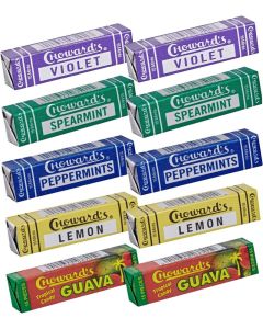 Choward's Mints Candy Variety Pack - Violet, Spearmint, Peppermint, Guava, and Lemon Flavors - 10 Pack with 15 Mints Each