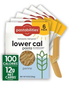 Pastabilities Lower Calorie Penne Pasta - 100 Calories/Serving, 6 Pack, Non-GMO, Vegan, High Fiber