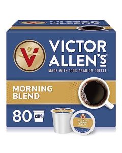 Victor Allens Coffee Morning Blend Light Roast 80 Count Single Serve Coffee Pods for Keurig KCup Brewers