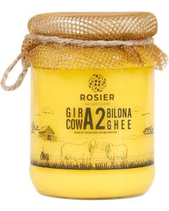 ROSIER A2 Gir Cow Ghee - 500 ml / Traditional Bilona Method, Grassfed, Pure and Healthy Desi A2 Cow Ghee in Glass Bottle