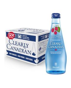 Clearly Canadian Sparkling Flavored Water 11 oz Glass Bottles Variety of Refreshing Flavors Premium Carbonated Beverage Available in 12Pack and 24Pack Options 12 Pack Country Raspberry