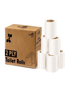 Imvelo 2 Ply Toilet Tissue Rolls - 1080 Pulls (180 Pulls x 6 Rolls) - Soft, Highly Absorbent, Septic Safe, 100% Virgin Pulp, OBA-Free Tissue Paper Roll, Bathroom Toilet Roll Pack of 6 - Family Pack