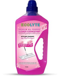 ECOLYTE+ Floor Cleaner, Premium All Purpose Cleaner Plus Disinfectant, for Hospital, Home, Office & Commercial Use for Dirt, Stains & Germs, Floor Cleaning (Rose, 1 Liter)