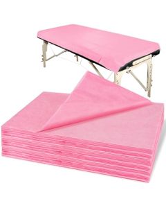 Massage Table Sheets Disposable Bed Sheets 31 x 70 Waterproof Massage Table Cover Nonwoven Disposable Bed Sheets for Travel Massage Spa Tattoo Beauty Pink 18PCS 24