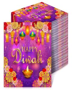 Sliner 200 Pcs Disposable Diwali Paper Napkins Happy Diwali Themed Napkins Indian Themed Party Decorations Supplies, 13 x 13 Inch