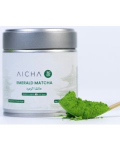 Aicha Emerald Ceremonial Matcha 30g – Best-in-Class First Flush Uji, Versatile Everyday Matcha for Lattes, Baking & Desserts, Delicious on Greek Yogurt & Ice Cream, Stone-Ground