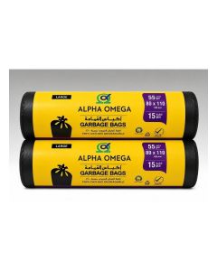 Alpha Omega 55 Gallon Industrial Contractor Garbage Bags Large Trash Bags, Pack of 2
