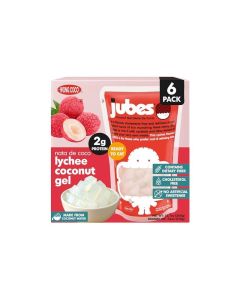 Jubes Lychee Nata De Coco Jelly Cubes 127 oz Pack of 6 Lychee Coconut Jelly Cubes for Sago Coconut Gel in Syrup Toppings for Fruit Tea Boba Bubble Tea Drinks Desserts Yogurt Ice Cream Beverage
