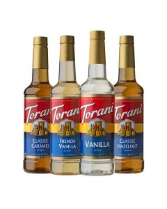 Torani Variety Pack Caramel, French Vanilla, Vanilla & Hazelnut, 25.4 Ounces (Pack of 4)