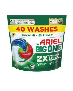 The Big One Laundry Liquid Pods Original, 2X Stain And Odour Removal, Pre-Treat Built-In, Forget Re-Wash - 40 Count