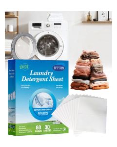 Laundry Detergent Sheets,Fresh Scent Travel Laundry Sheets Washing Sheets for Home Dorm Travel 30 Sheets / 60 Loads